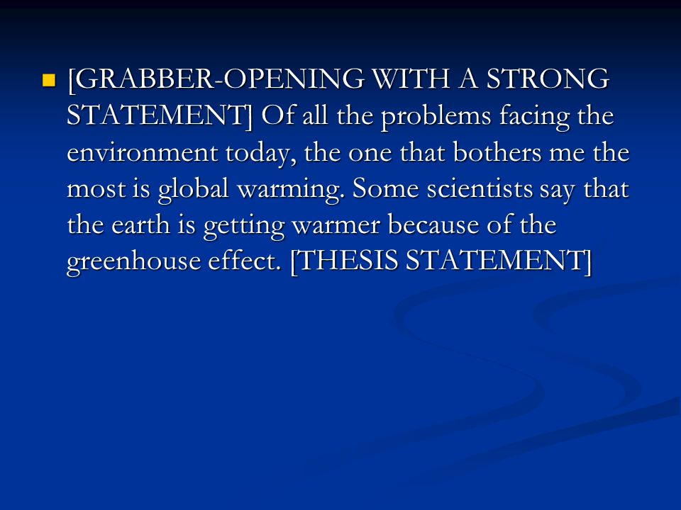 Introduction of global warming with thesis statement